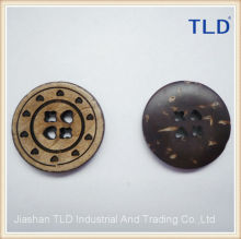 round logo engraved flat back coconut buttons