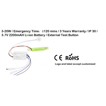 Conjunto de energia de emergência LED com bateria de ferro de lítio