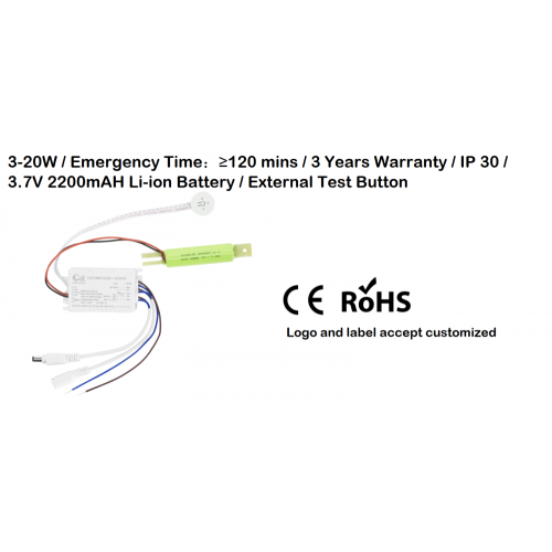 Alimentatore di emergenza a LED con batteria al litio