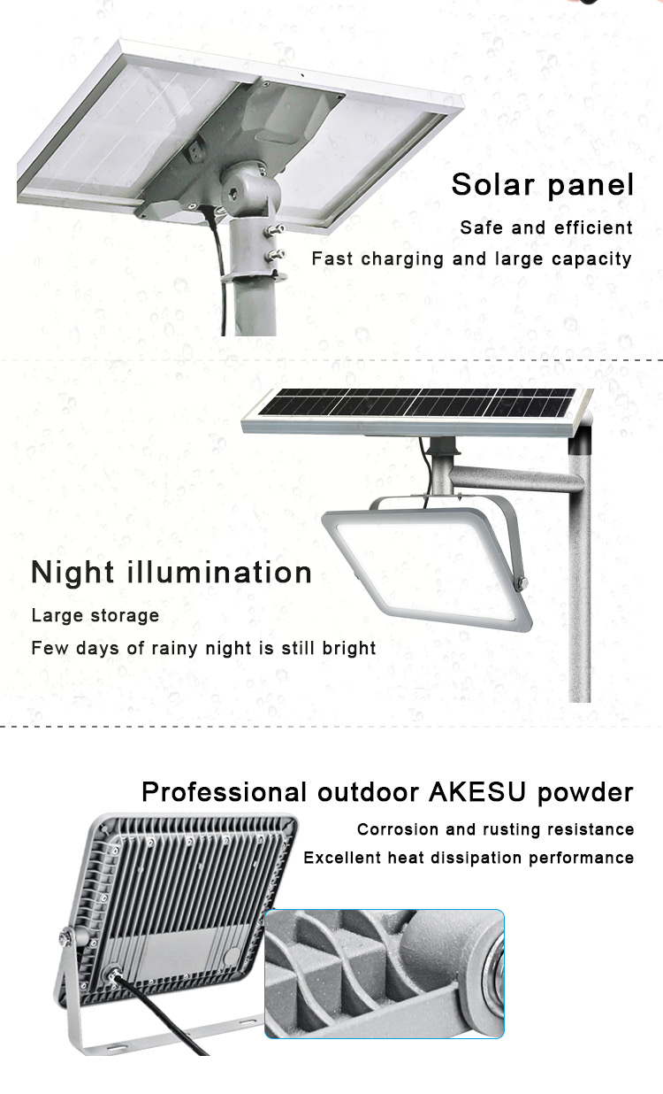 KCD Solar Powered Garden Explosion Proof Lighting Gym or Industrial Outdoor 20W 30W 50W 100W 150W 200W Led Solar Flood Light