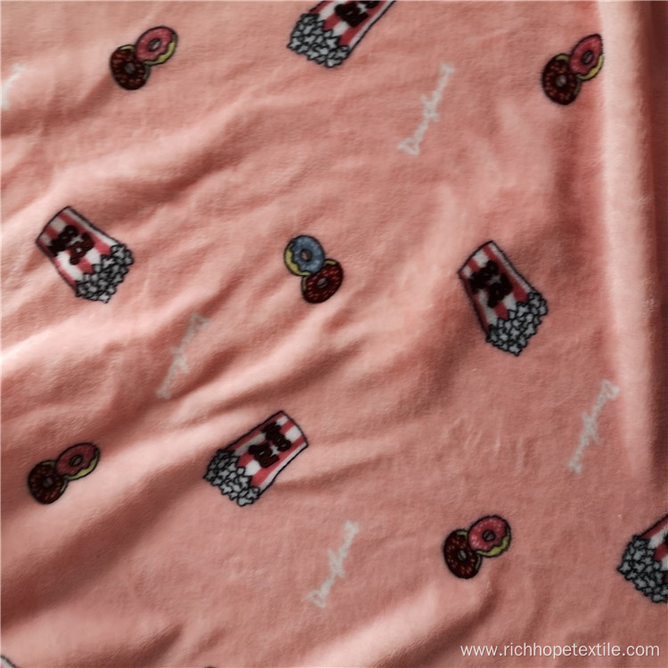 Printed Pink Two Side Soft Flannel Pajamas Fabric