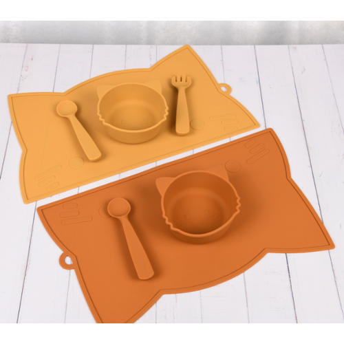 Pas niet -slip Silicone Cat Kids Placemat aan