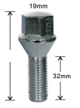 Conical seat 19mm hex lug bolts