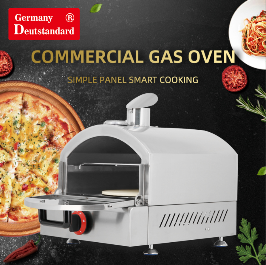 Panggangan oven pizza gas tunggal atas meja dengan stainless steel untuk dijual