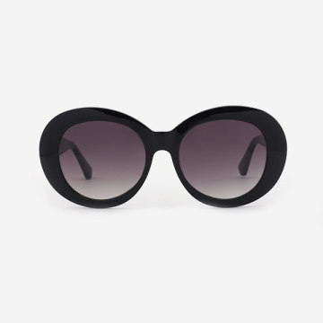 Cambered Round Acetate Unisex Sunglasses