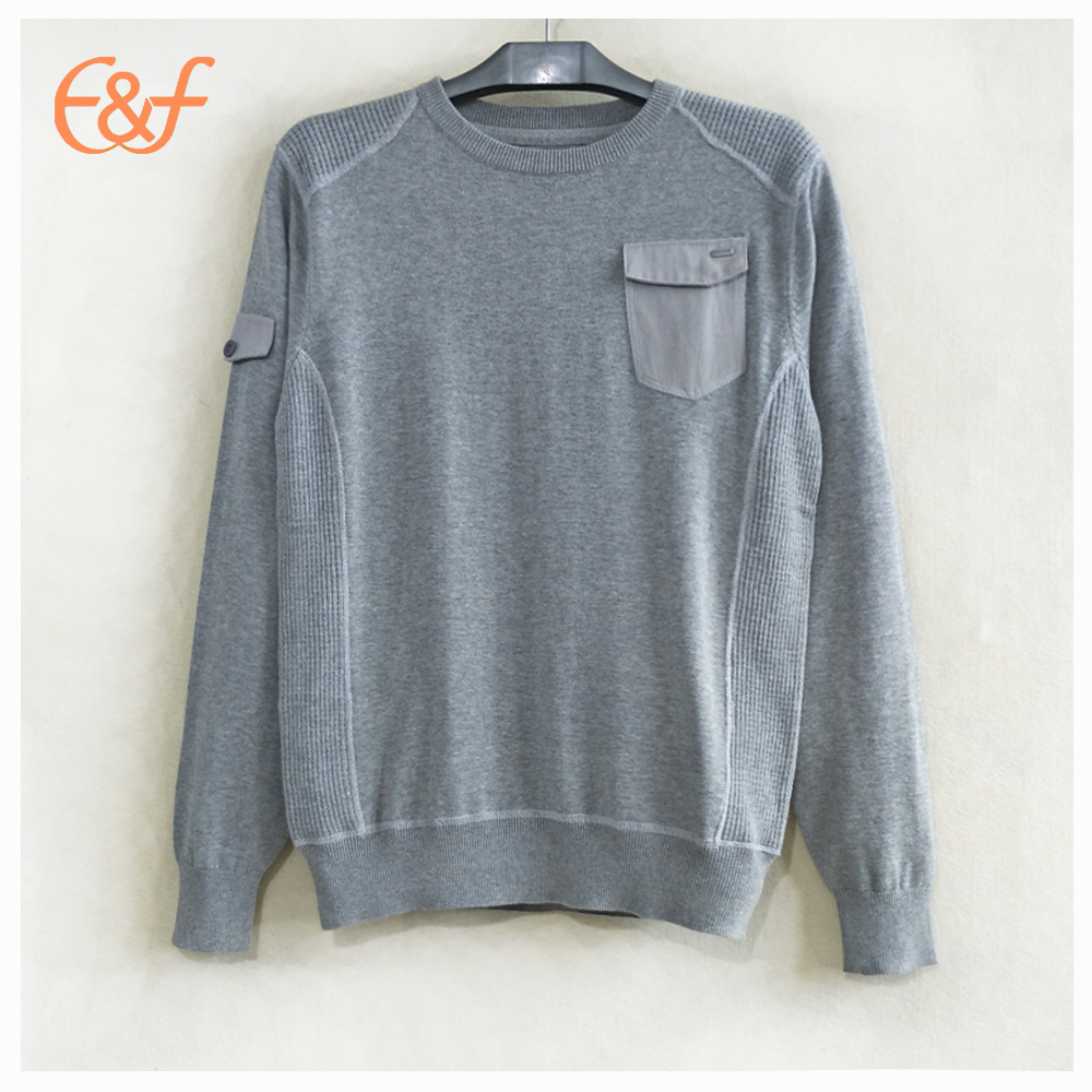 New Fashion Mens Korean Style Round Neck Grey Sweater