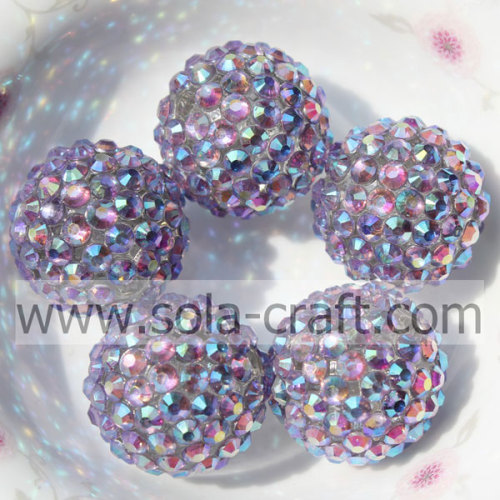 Perles de strass de résine multicolore bleu solide de 20 * 22MM pour des bijoux de bricolage