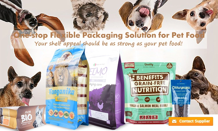Large Capacity Logo Print Square Bottom Side Gusset Aluminum Foil Bag Zipper Plastic Packaging for Cat Food Dog Food Pet Food