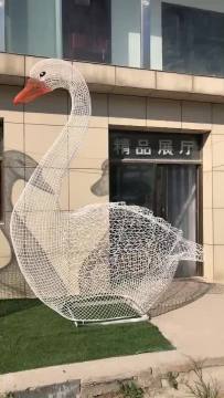 Custom large metal iron swan sculpture