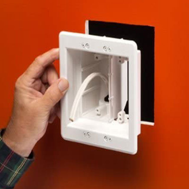 Recessed Tv Box Wall Plate Kit Paintable 2gang, White Nonmetallic Combination Power And Low