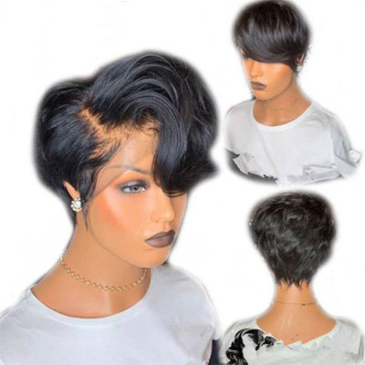 Lsy Lace Front Human Hair Wig 13x4 Short Pixie Wig For Black Women