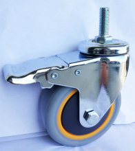 Chrome plated thread stem brake PVC caster wheels