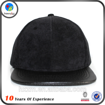 blank black corduroy snapback hat