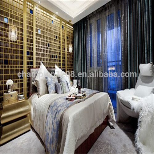 Luxury hotel bed, solid-wood double bed, hotel bed with beddings, elegant bed