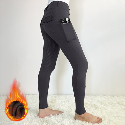 Black Warm Winter Pocket Tall Womens Breeches Equestrian