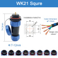 WK21 Waterproof male and female Square Connector