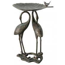 Good price outdoor decorative life size crane hiding under the lotus leaf bronze statue