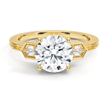 18K Yellow Gold Three Stone Lab Diamond Ring