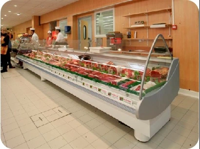 Supermarket Glass Display Refrigeration Meat Sushi Deli Showcase Refrigerator