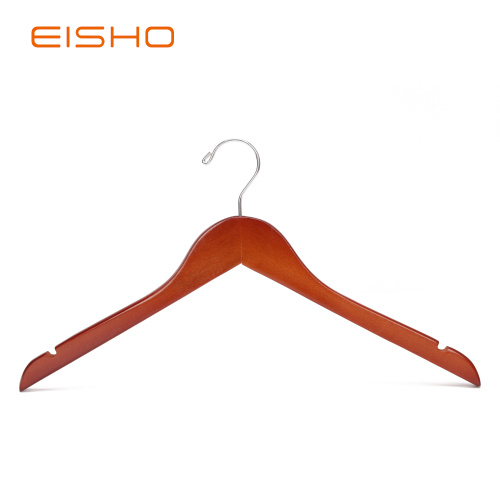 EISHO Cherry Color Wooden Shirt Hangers With Notches