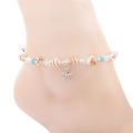 2 piece beach anklets set chain women's shell starfish multi-layer beaded Bohemian handmade