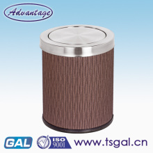Metal trash can with swing lid