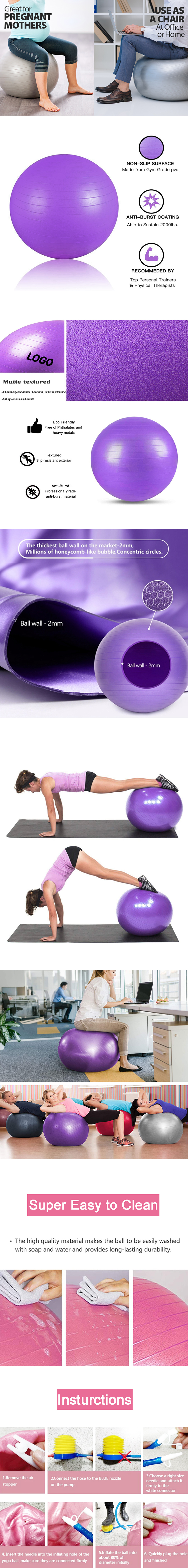 Hotsell Office Ball Chair Yoga Balance Ball, Eco Friendly Anti Burst Anti Slip Inflatable Yoga Ball-