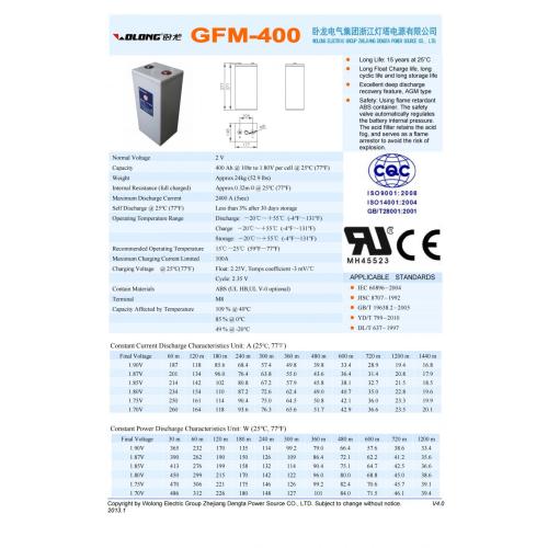 Telecom T Series Lead Acid Battery (2v400ah)