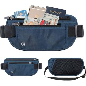 Custom RFID Blocking Security Travel Wallet Money Belt Bag