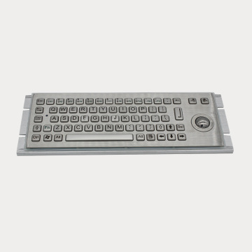 Industrial metal keyboard with trackball for kiosks