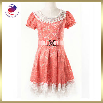 flower girl dress with lace necked