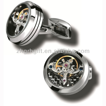 men wholesale sliver watch movement cufflinks