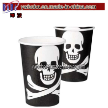 Black Pirate Skull Crossbones Jolly Roger Birthday Party Paper Cups (B7022)