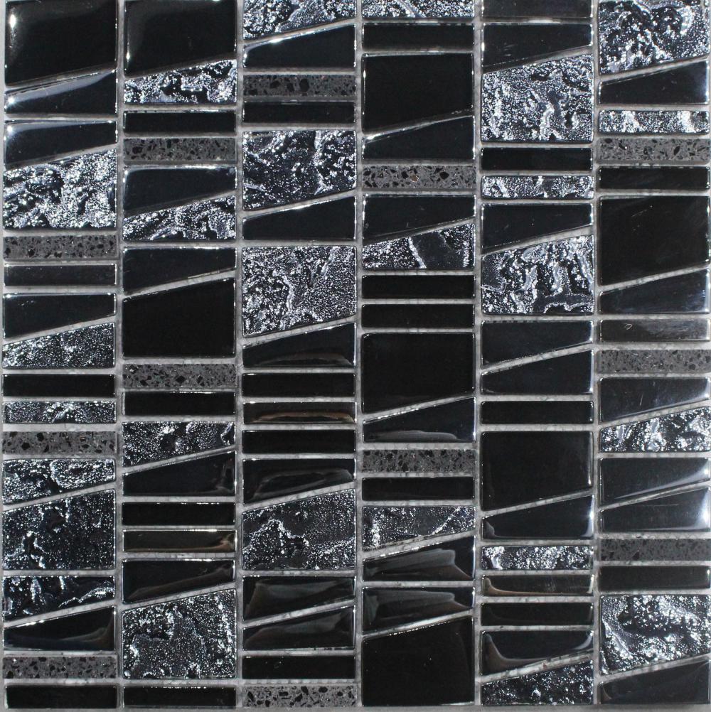 Black Irregular Chip Mosaic Tile