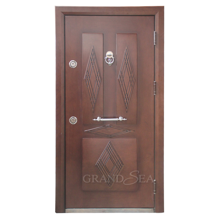 2020 newly solid wood armoured steel exterior security door