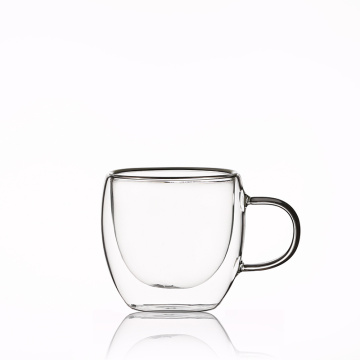 double wall glass cup with handle for coffee or tea