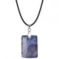 Blue Aventurine 25x35mm Rectangle Stone Pendant Necklace for women Men