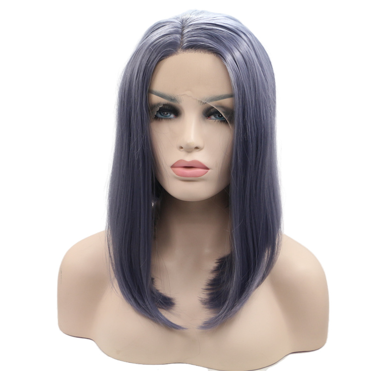 Popular Purple Color Quality Synthetic Fibre Hair  Lace Front Wigs