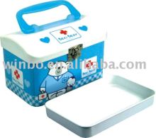 Portable handle cartoon medicine small tin box