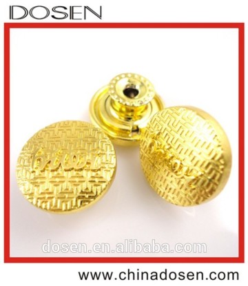 High quality gold tone zamak material wholesale jeans button for imitations of designer clothes