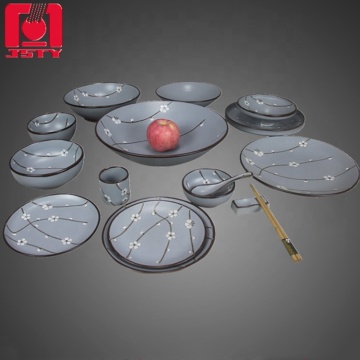 Sakura Stamp Reactive Glazed Stoneware Ceramic Dinnerware