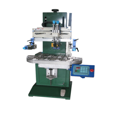 Flat screen printer machine with conveyor