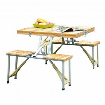 outdoor wood piece portable folding table and chairs sets picnic car table sets folding chair attached table