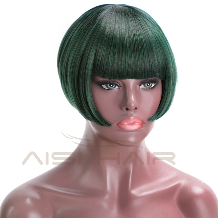 Aisi Hair Short Straight Heat Resistant Synthetic Hair Wig For Black White Women Cosplay Or Party Short Bob Wigs