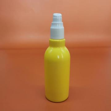 Gele lotion glazen fles met pomp