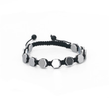 Hexagonal hematite groove woven nylon rope men stone bracelets