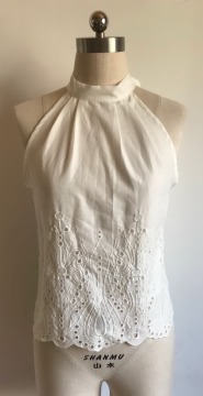 Ladies Sexy Cotton Voile Embroidery Top