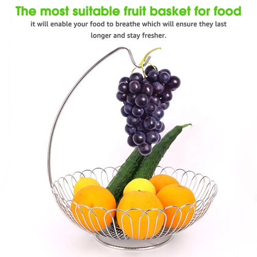 OEM Stainless Steel Fruit Basket With Banana Hanger