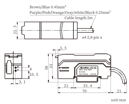 LANBAO 2021 new CPES series DC 24V Color Sensor