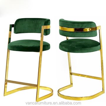 High-Quality Fabric Cushion Luxury Gold Bar Stool